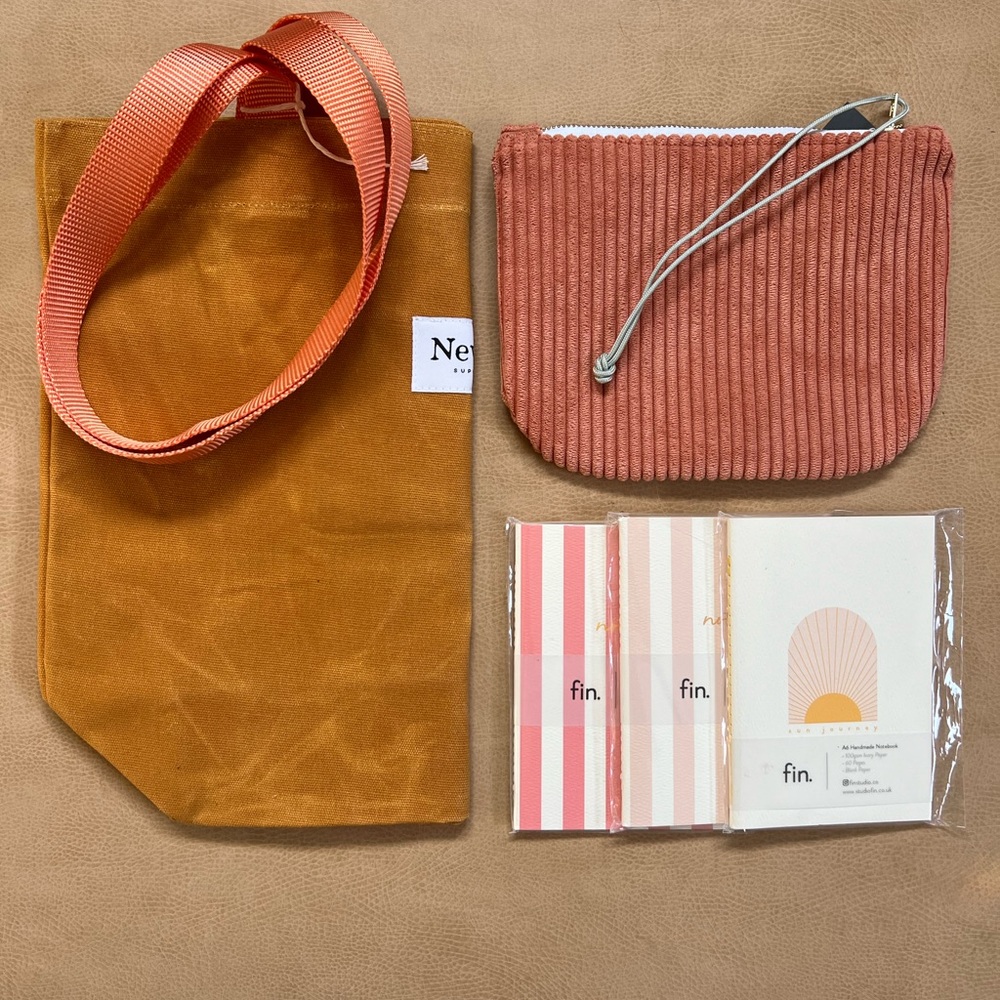 Stylish Tan and Pink Tote Bag Set